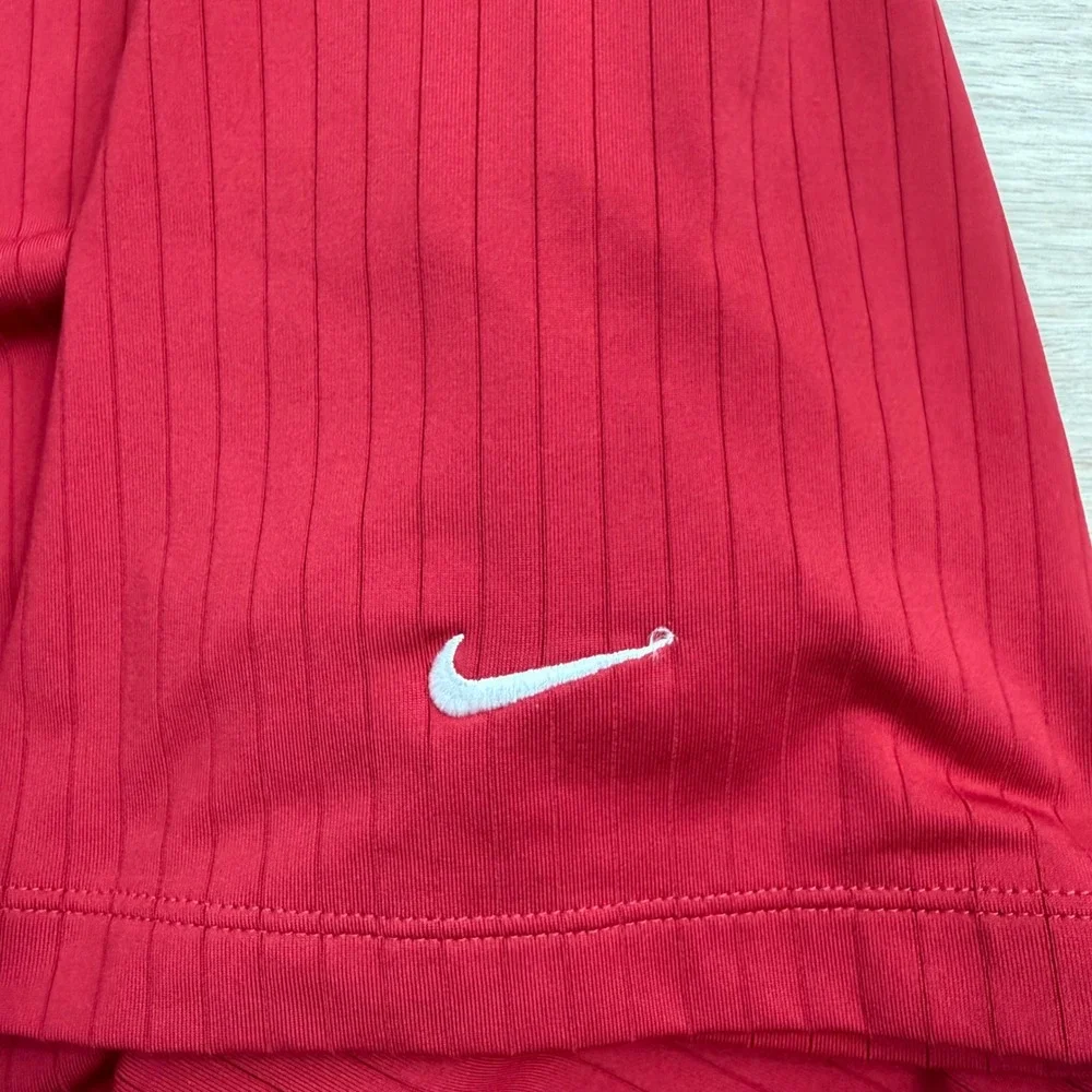 Nike Red Mock Neck Ribbed Golf Shirt Mens Large Gorpcore Active
